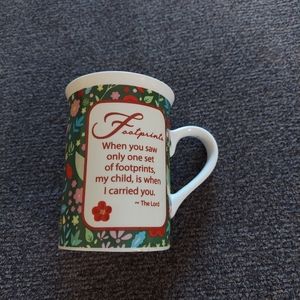 Footprints in the Sand Poem Mug Vintage Mugs Bay Island Flowers Christian Gift